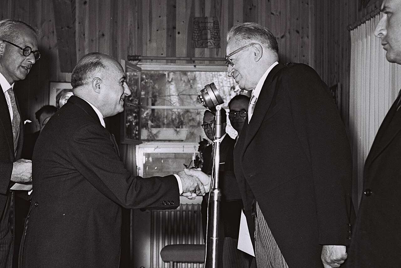 Jorge García Granados with Israeli President Yitzhak Ben-Zvi in Jerusalem, 1955